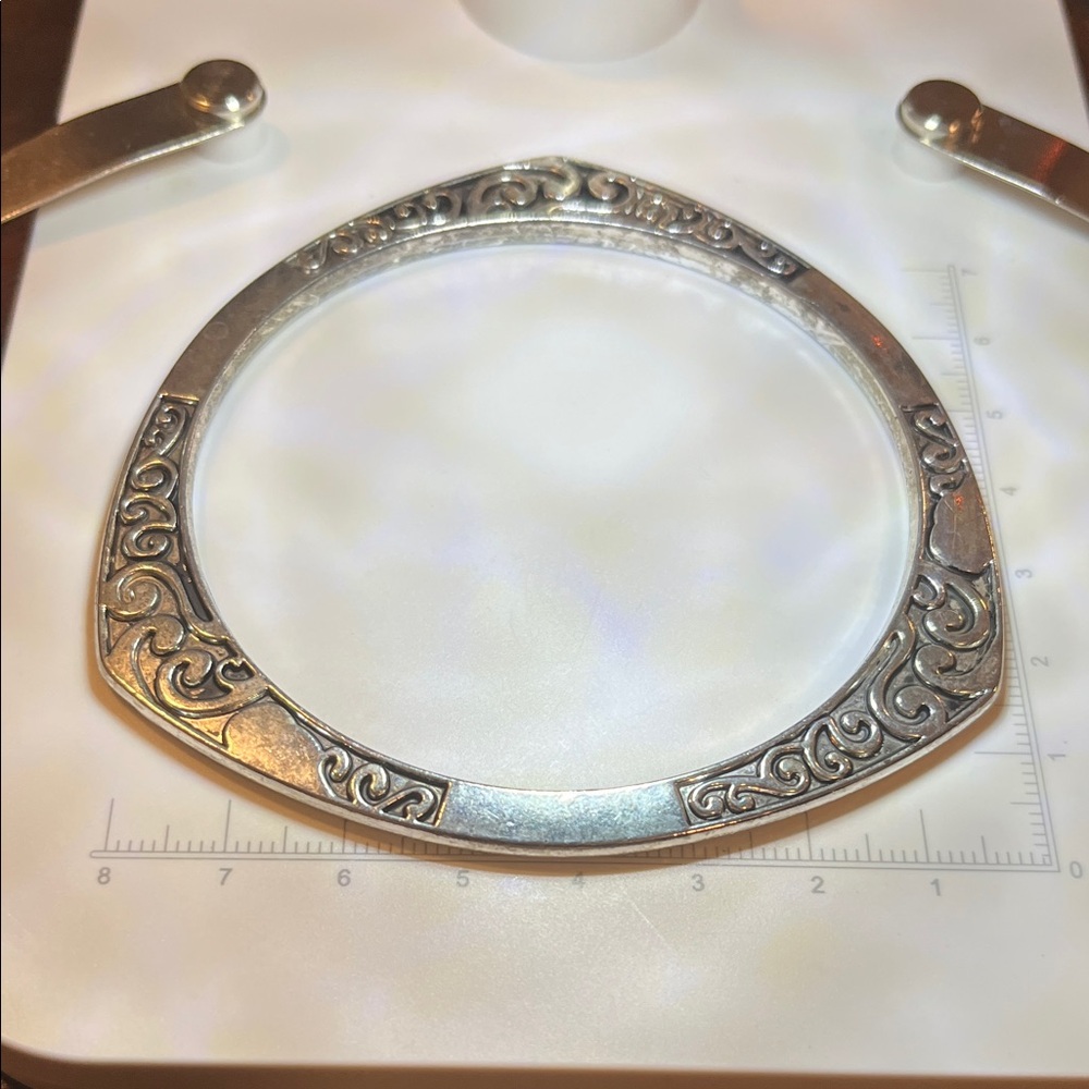 Vintage Sterling Silver (Unmarked) Engraved Bangle